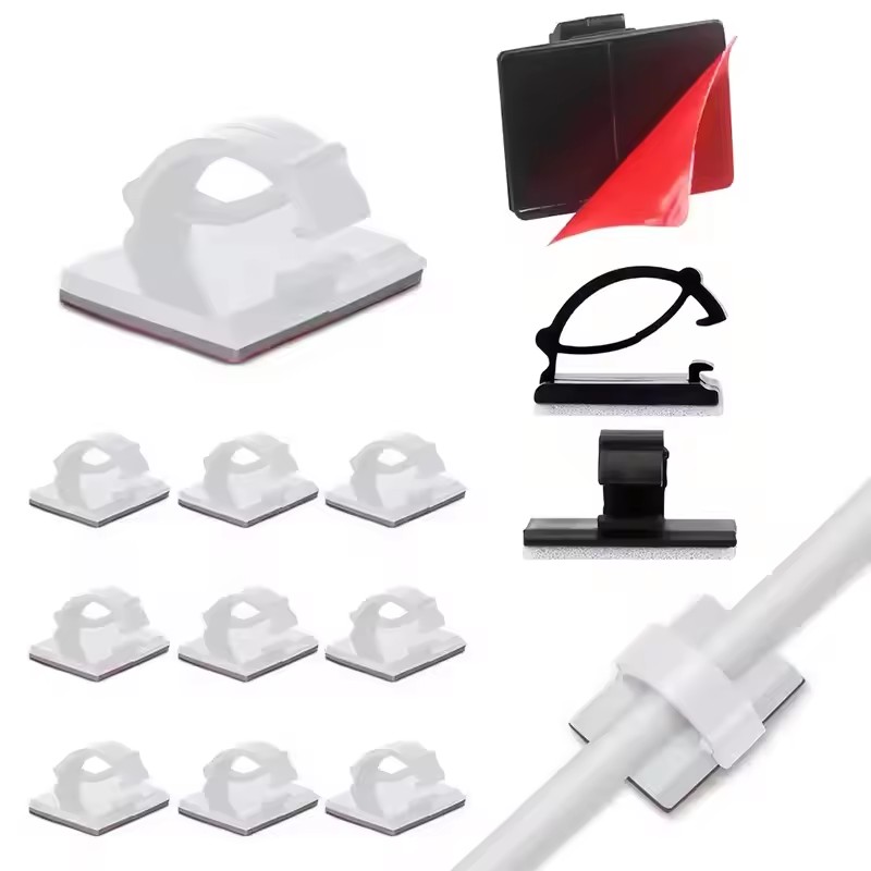 Cable Organizer - ที่หนีบสายชาร์จในรถยนต์แบบมีกาว ที่หนีบสายไฟ ที่หนีบสายติดผนัง อุปกรณ์จัดการสายชาร์จ ที่มัดสาย ที่ยึดสาย