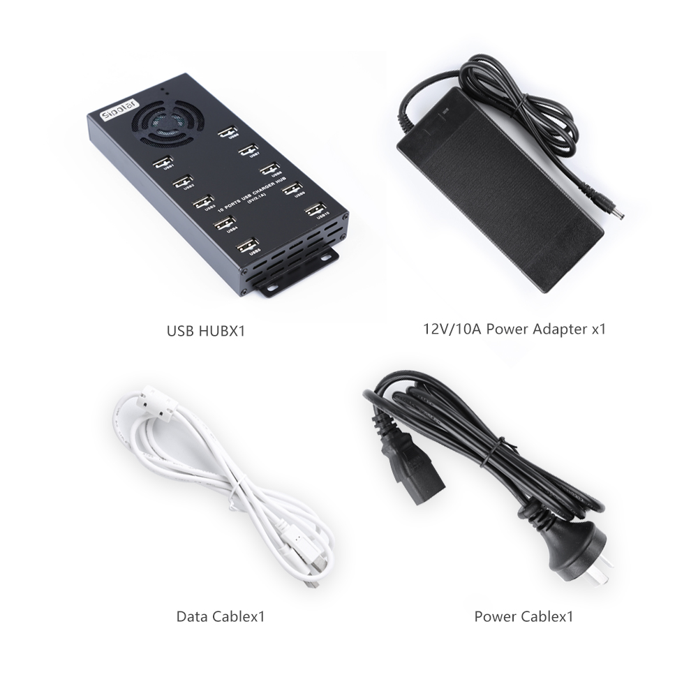 Usb Hub - ฮับ USB ชาร์จเร็ว 10 พอร์ต ตรวจจับกระแสไฟอัตโนมัติได้