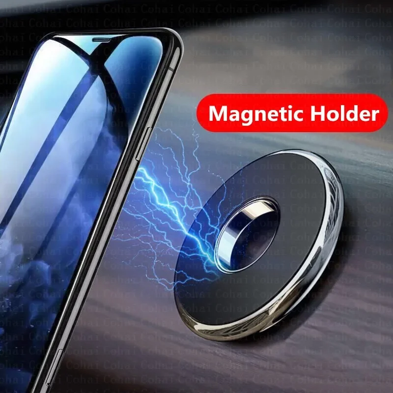 Phone Holder - ที่วางโทรศัพท์ในรถยนต์แบบแม่เหล็ก ติดตั้งบนคอนโซล รูปทรงกลมขนาดเล็ก สำหรับ iPhone Samsung