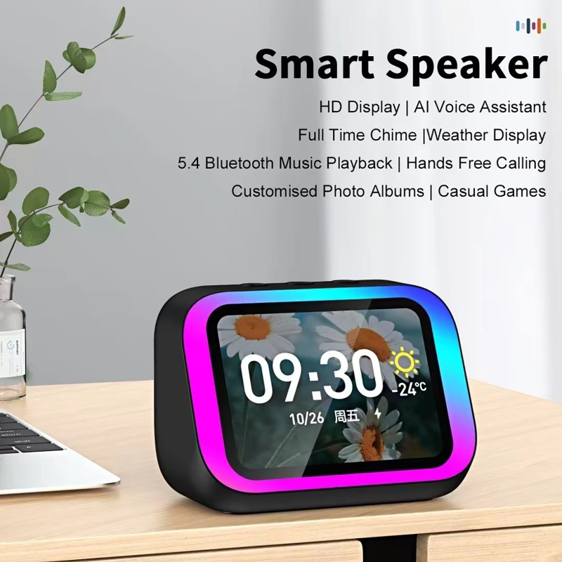 Bluetooth Speaker - ลำโพงบลูทูธพร้อมผู้ช่วยเสียง AI ไฟ RGB นาฬิกาปลุก หน้าจอ