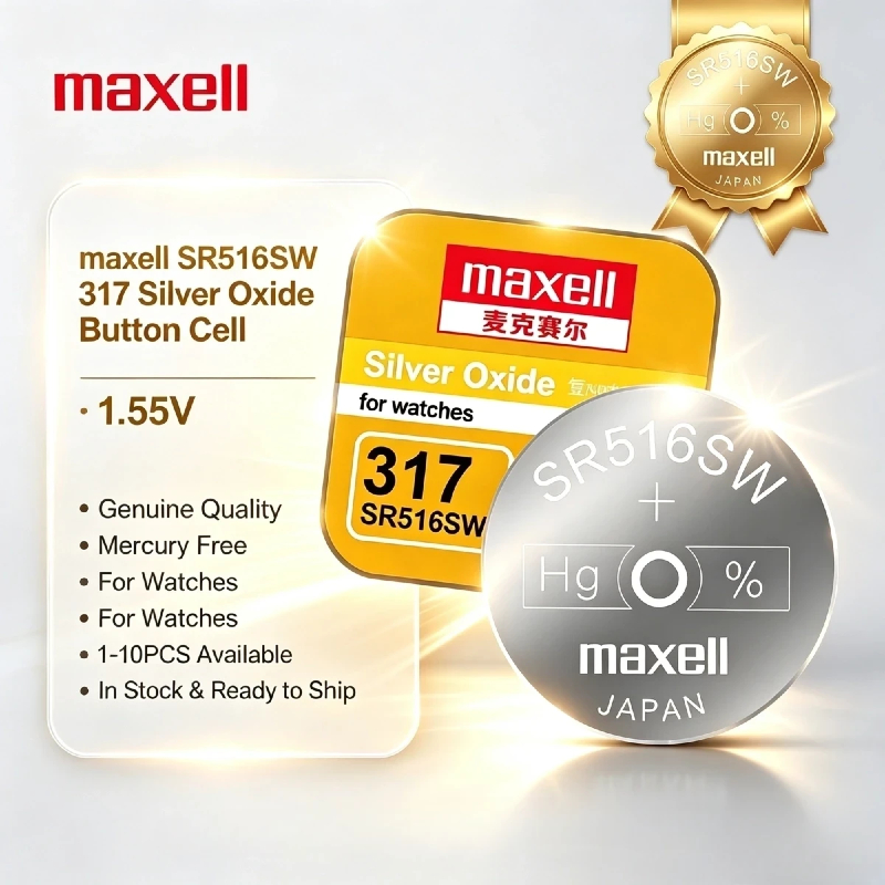 Electronics And Gadgets Ce - แม็กเซลล์ SR516SW 317 แบตเตอรี่กระดุมซิลเวอร์ออกไซด์ 1.55V 1-50