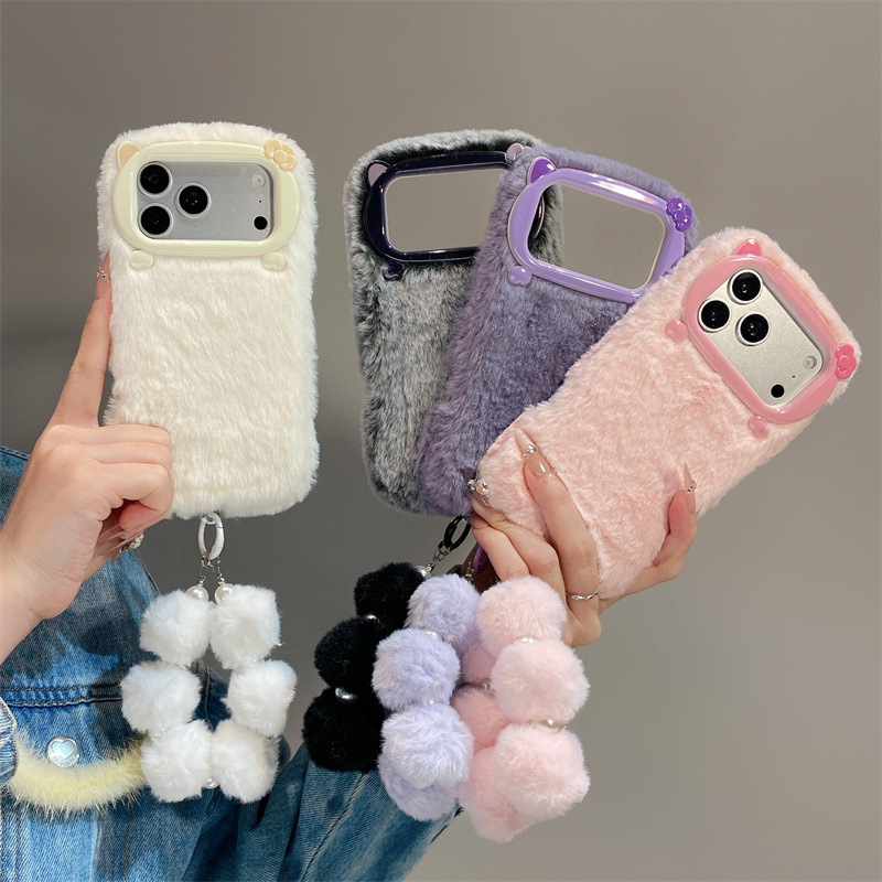 Usb Charger - เคสโทรศัพท์ขนเฟอร์สีพื้นสุดหรู สำหรับ iPhone 17 Air 16