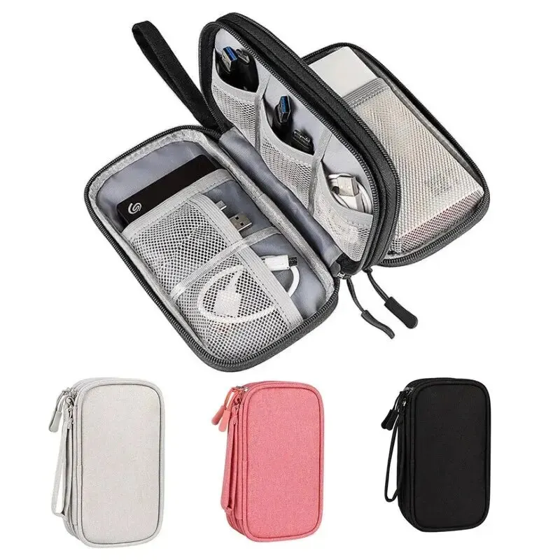 Cable Organizer - 1 ชิ้น สีเทา/สีดำ/สีชมพู/สีกรมท่าใหม่กระเป๋าจัดระเบียบสำหรับเดินทาง กระเป๋าจัดเก็บสายเคเบิล กระเป๋าพกพา กระเป๋าเก็บของแบบพกพา