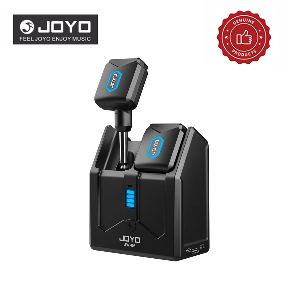 Wireless Charger - JOYO JW-06 ระบบกีตาร์ไร้สาย 5.8GHz เครื่องส่งสัญญาณกีตาร์ไร้สายแบบดิจิตอลแบบชาร์จได้พร้อมกล่องชาร์จแบบพกพา