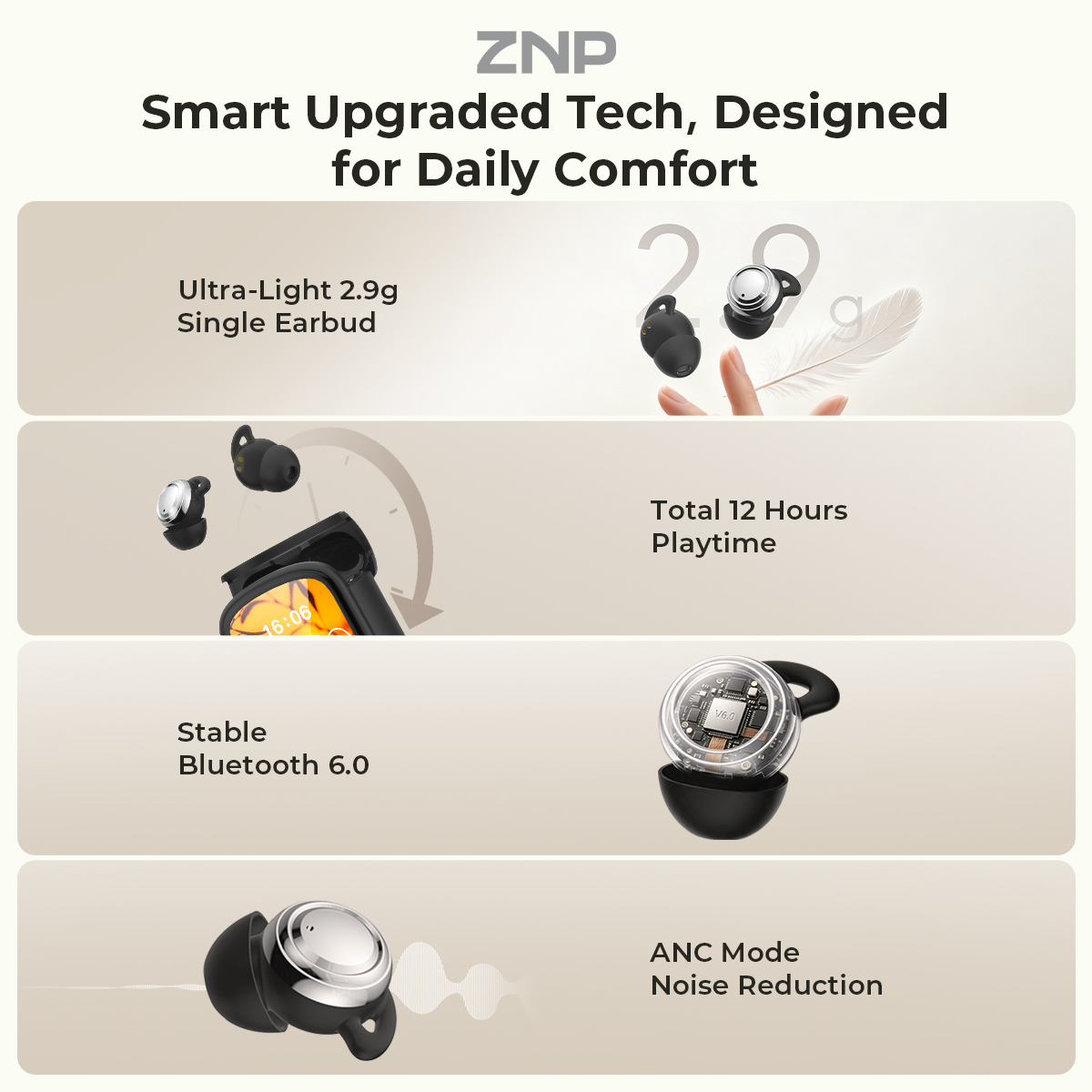 หูฟังช่วยการนอนหลับ ZNP P04 พร - Headphones Wireless บทวิจารณ์และราคา