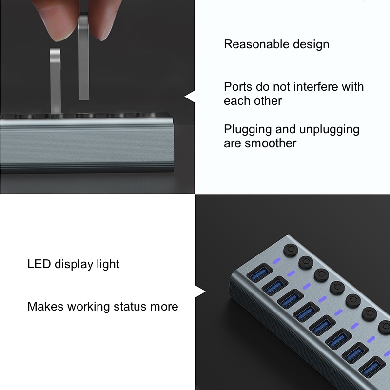 ฮับ USB 3.0 พร้อมพอร์ต 10 ช่อง - Usb Hub บทวิจารณ์และราคา