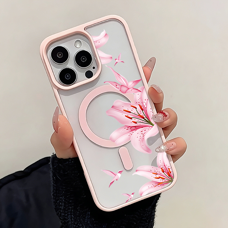 เคสแม่เหล็กลายดอกไม้สีชมพูและน - Wireless Charger บทวิจารณ์และราคา